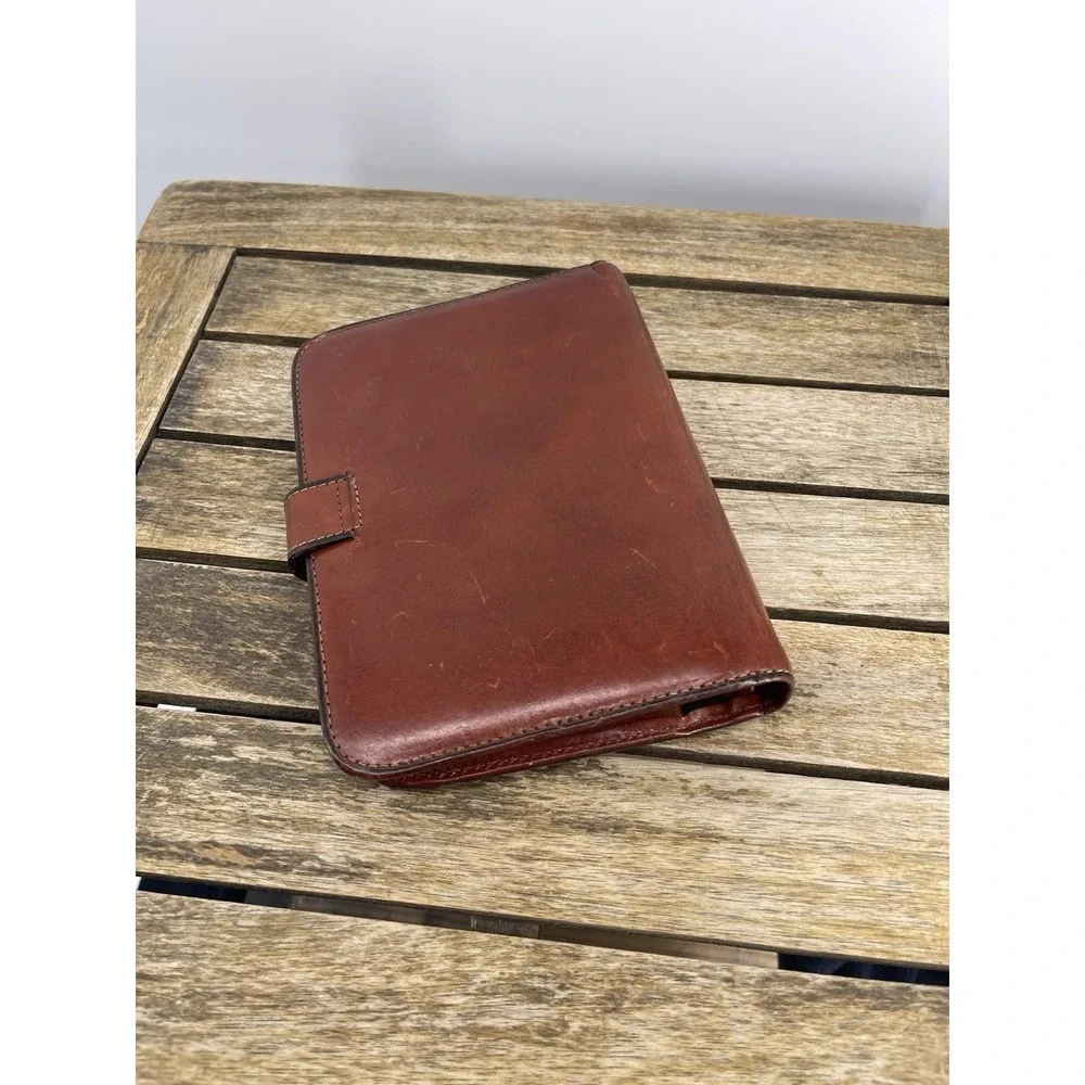 Bosca Leather Organizer Planner Binder Brown‎ Hand Stained Hide USA